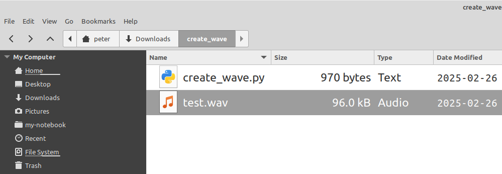 图3 生成 test.wav 文件