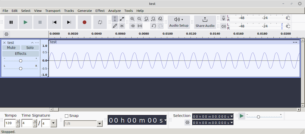 图4 Audacity 查看时域波形