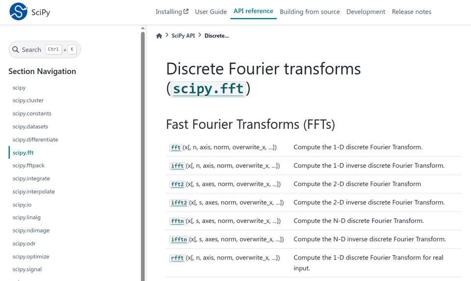 图7 Python scipy.fft 库