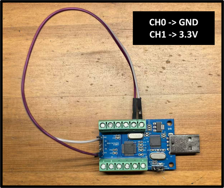 图2 CH0、CH1分别连接 GND 与 3.3V