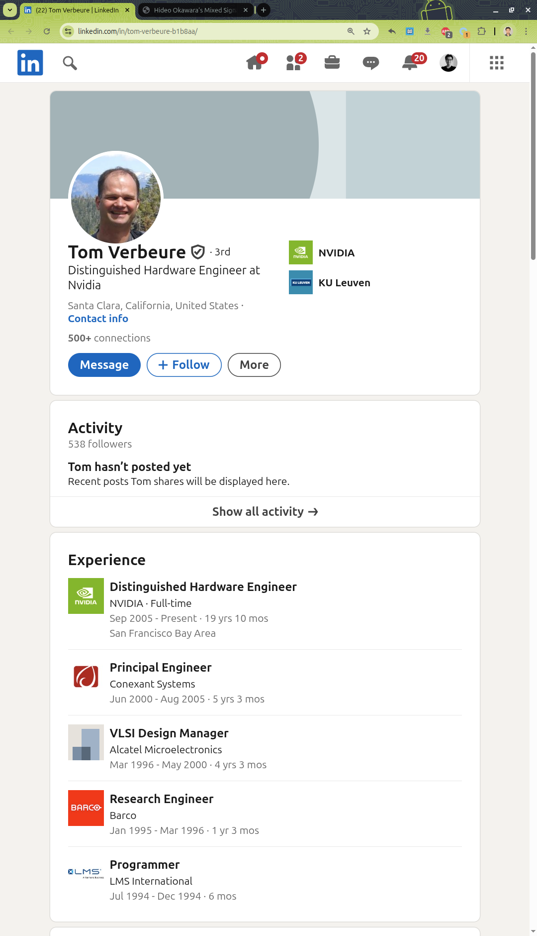 图2 Tom Verbeure 的个人介绍