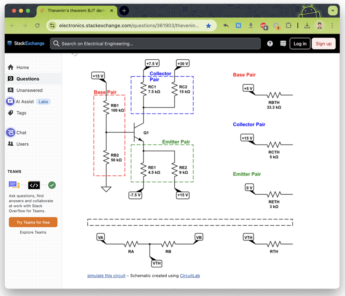 图8 戴维南定理分析 晶体管 电路