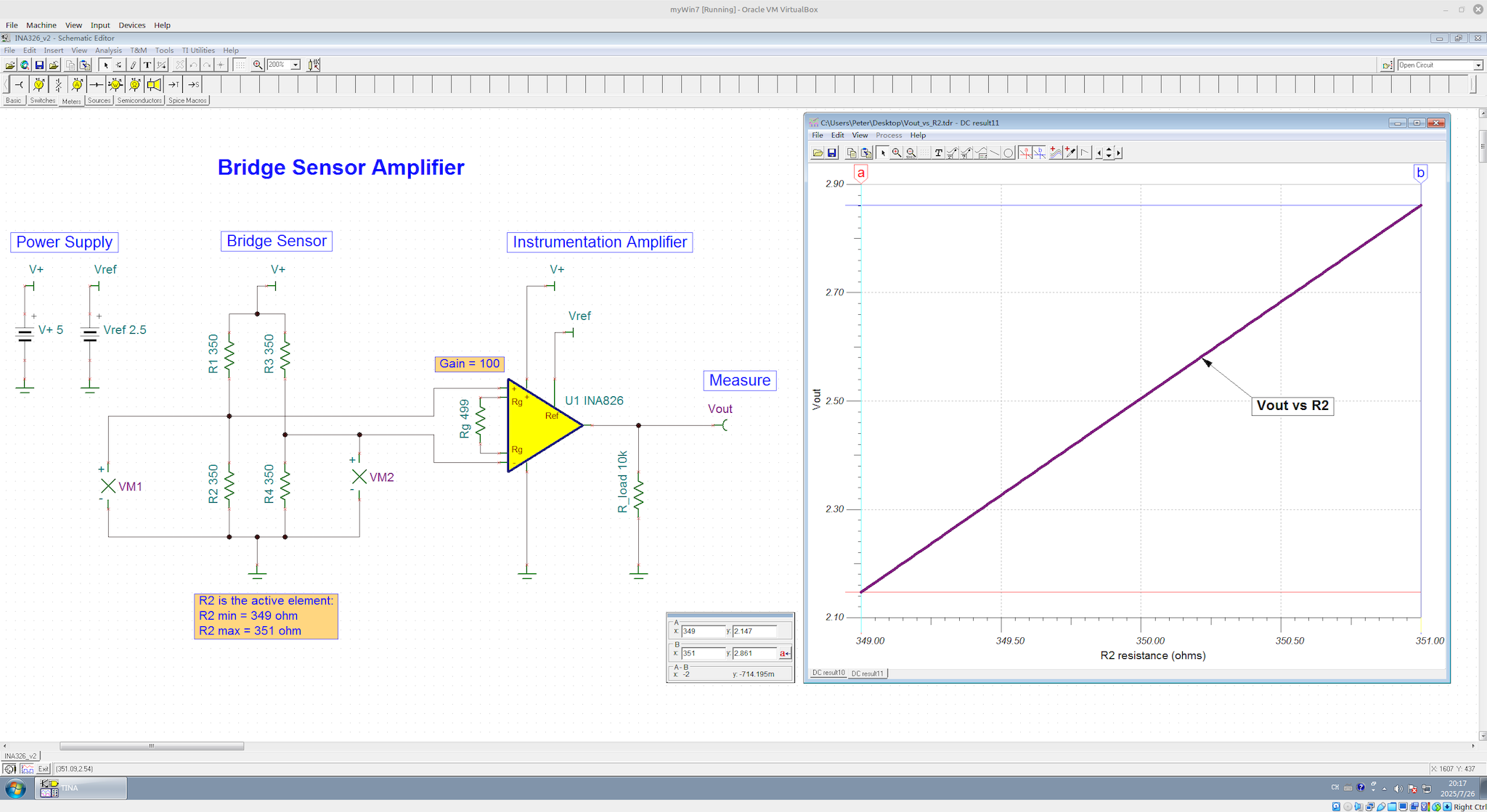 图9 TINA-TI 直流转移特性分析