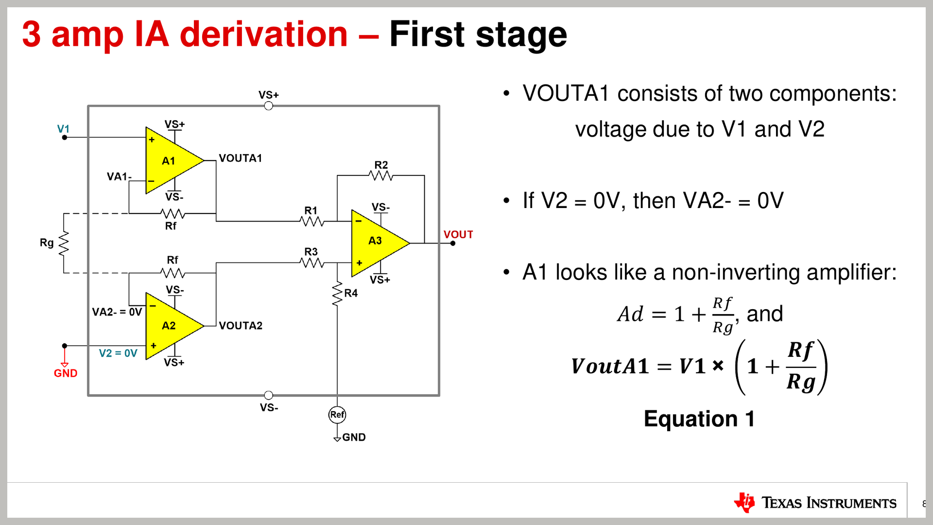 图4 V1 保留，V2 接地，计算 VOUTA1