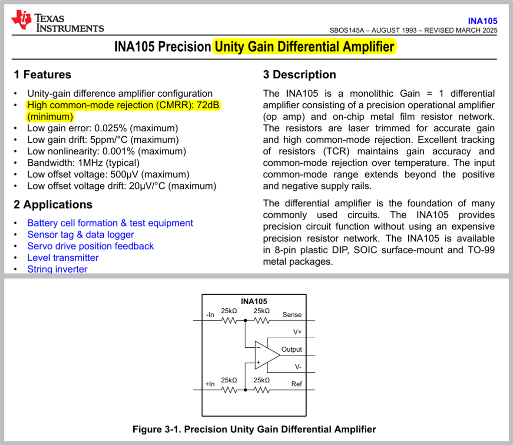 图11 Unity Gain 差分放大器举例