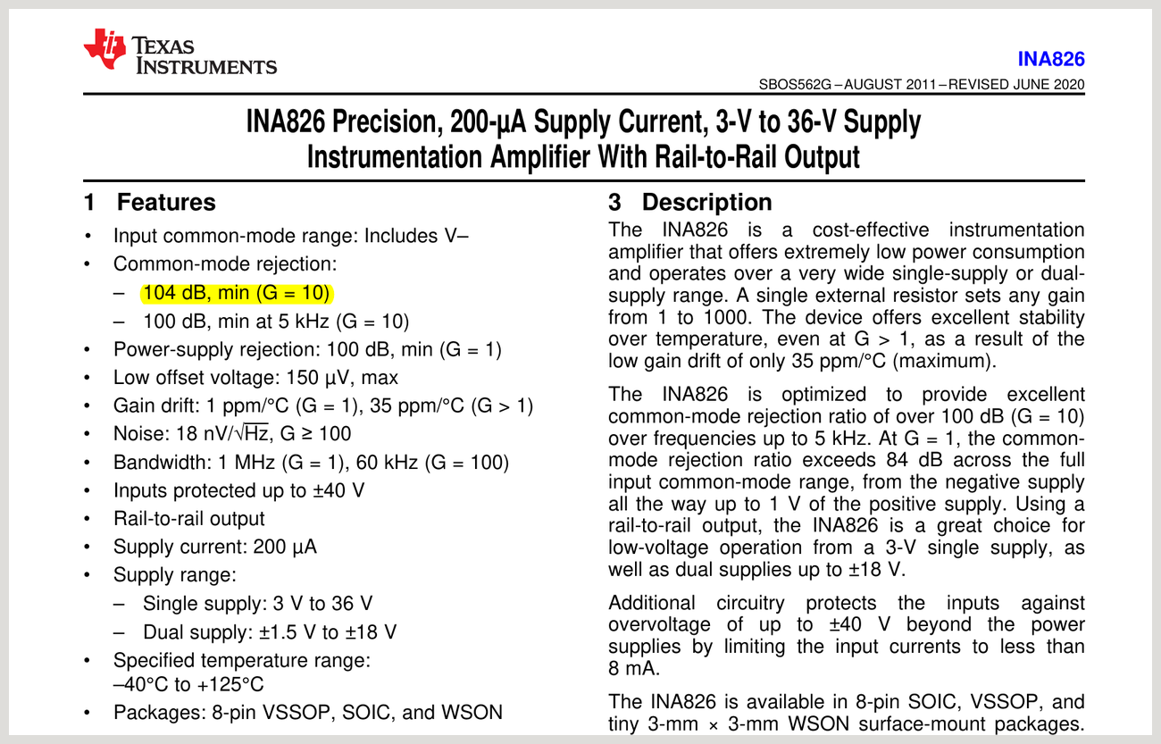 图1 TI INA826 规格书