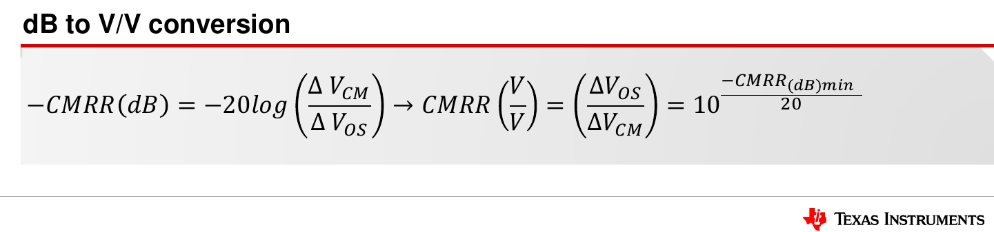 运放CMRR分贝与线性数值换算