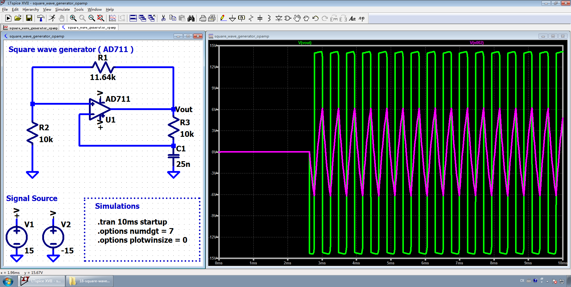 图3 AD711 输出方波